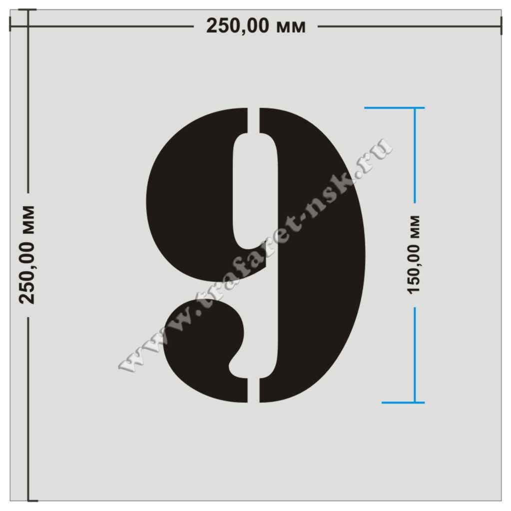 Комплект трафаретов цифр, высота символа 150мм, 10 шт, от 0 до 9 | Трафареты  для обозначений | Трафареты для разметки Трафарет Цифры и буквы. Наборы и  комплекты трафаретов